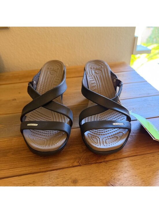 CROCS Shoes - Crocs Cyprus IV Heel Sandals Women's Size 9 Espresso/Mushroom NWT